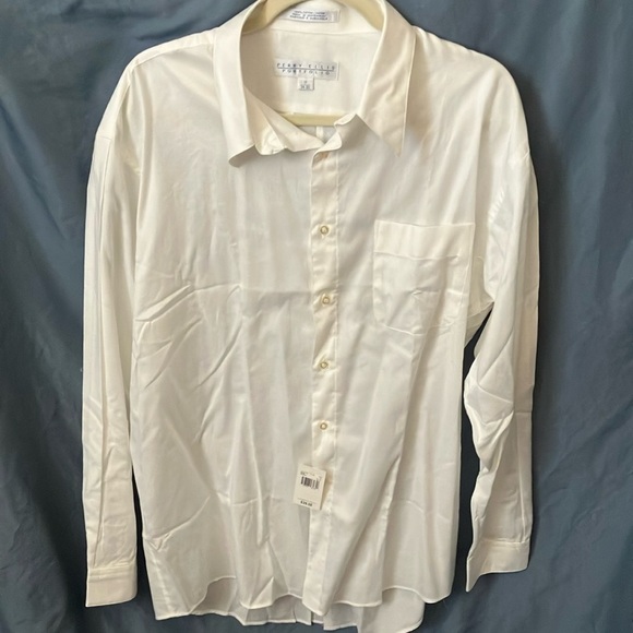 Perry Ellis Portfolio: White long sleeve button down shirt- 100% cotton- 17 - Picture 1 of 16